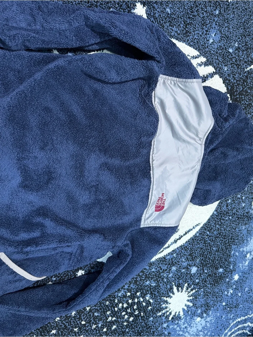 The North Face Kids Navy and Light Gray Hooded Fleece Jacket